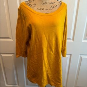 GUC Isaac Mizrahi 100% cotton top with 3/4 sleeves in Gold/Yellow/ Mustard